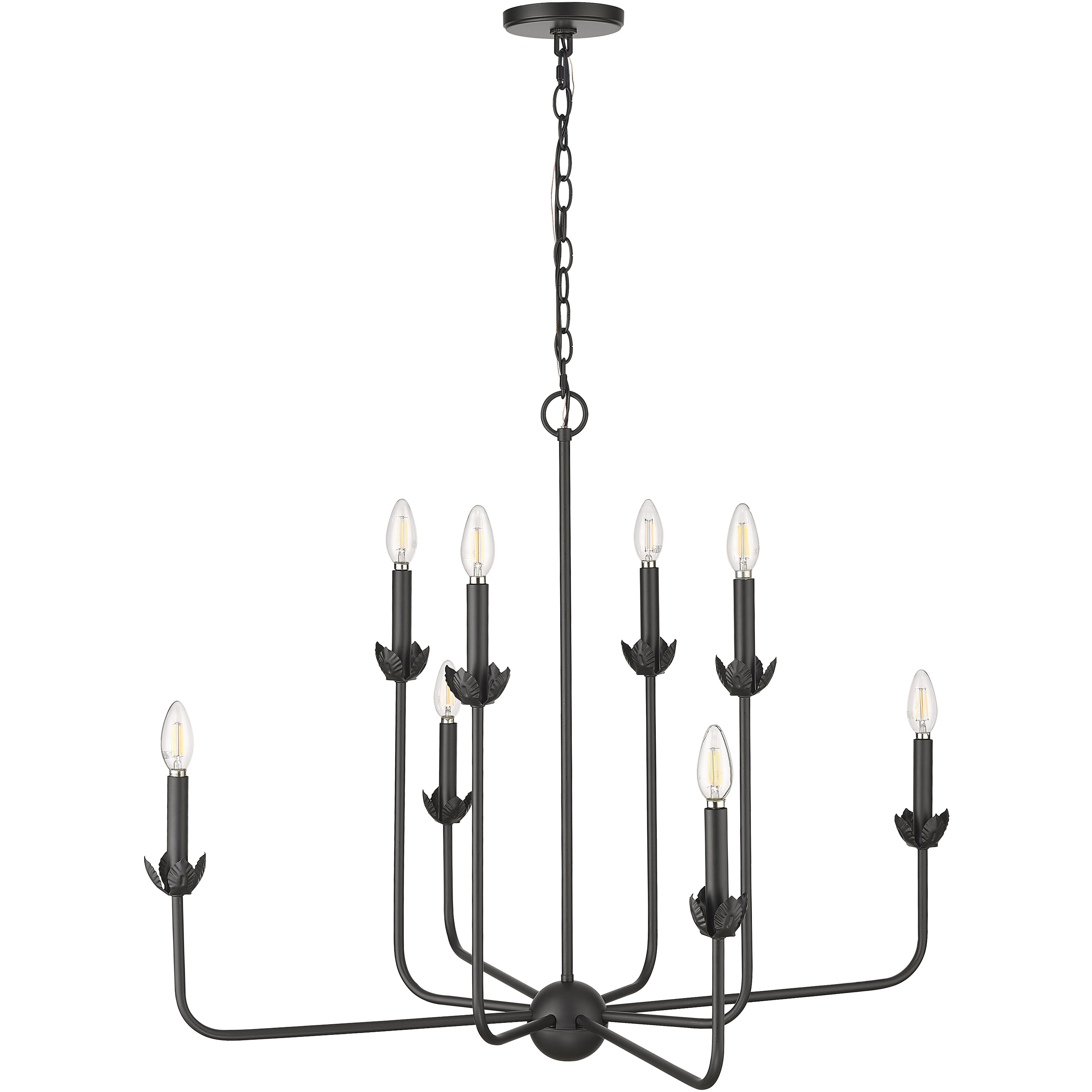 Freesia 8 Light 36 inch Matte Black Chandelier Ceiling Light